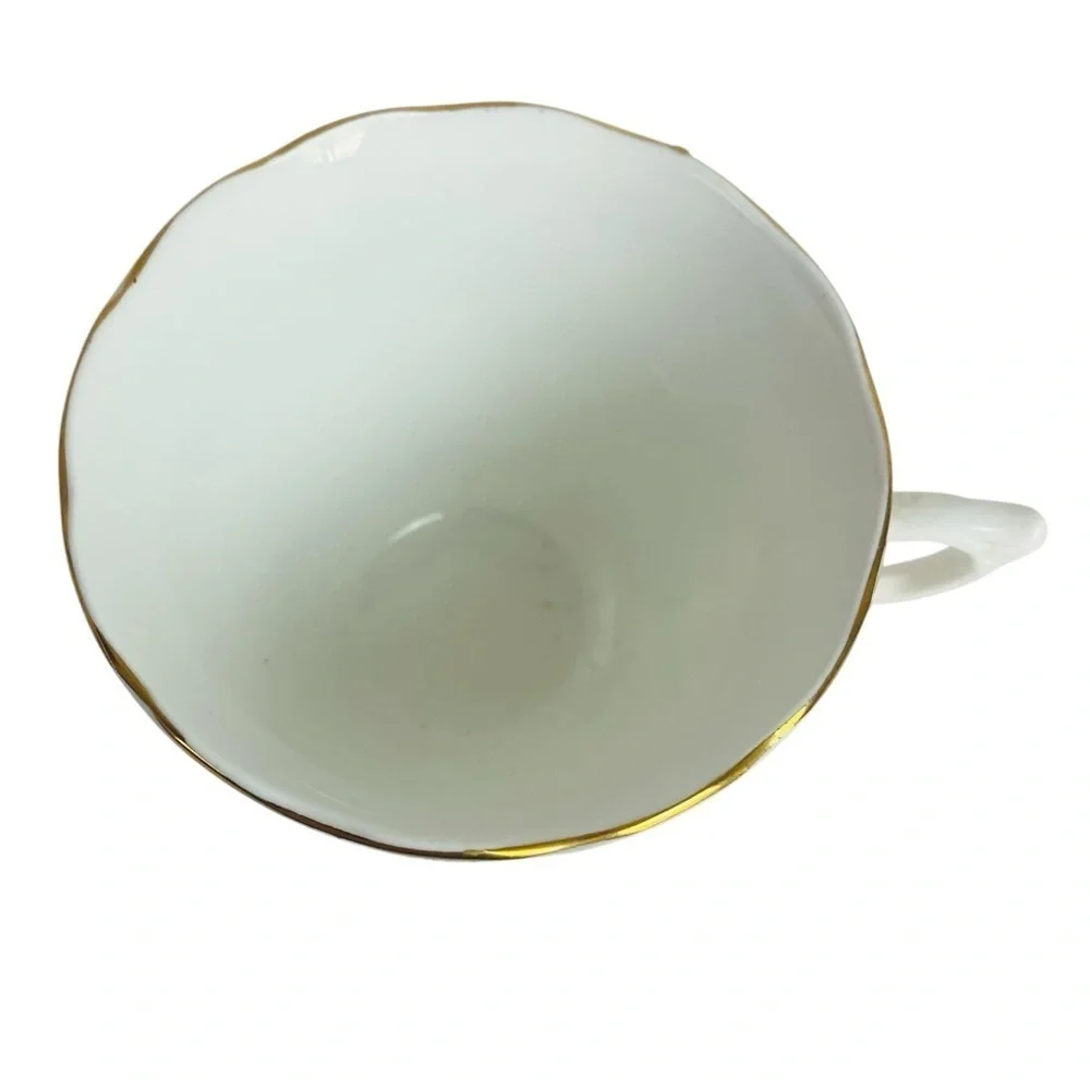 Colclough Bone China Gold Floral Chintz Scalloped Rim Teacup And Saucer